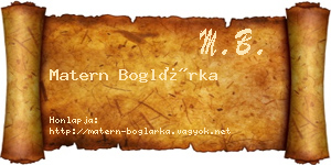 Matern Boglárka névjegykártya